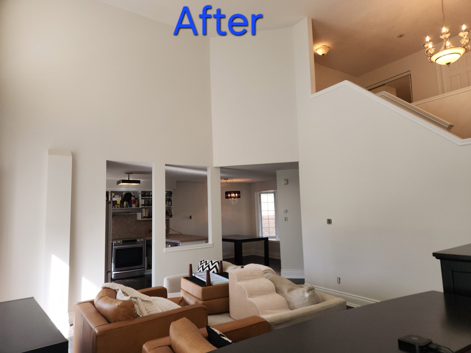 Living area after interior preparation and painting were completed