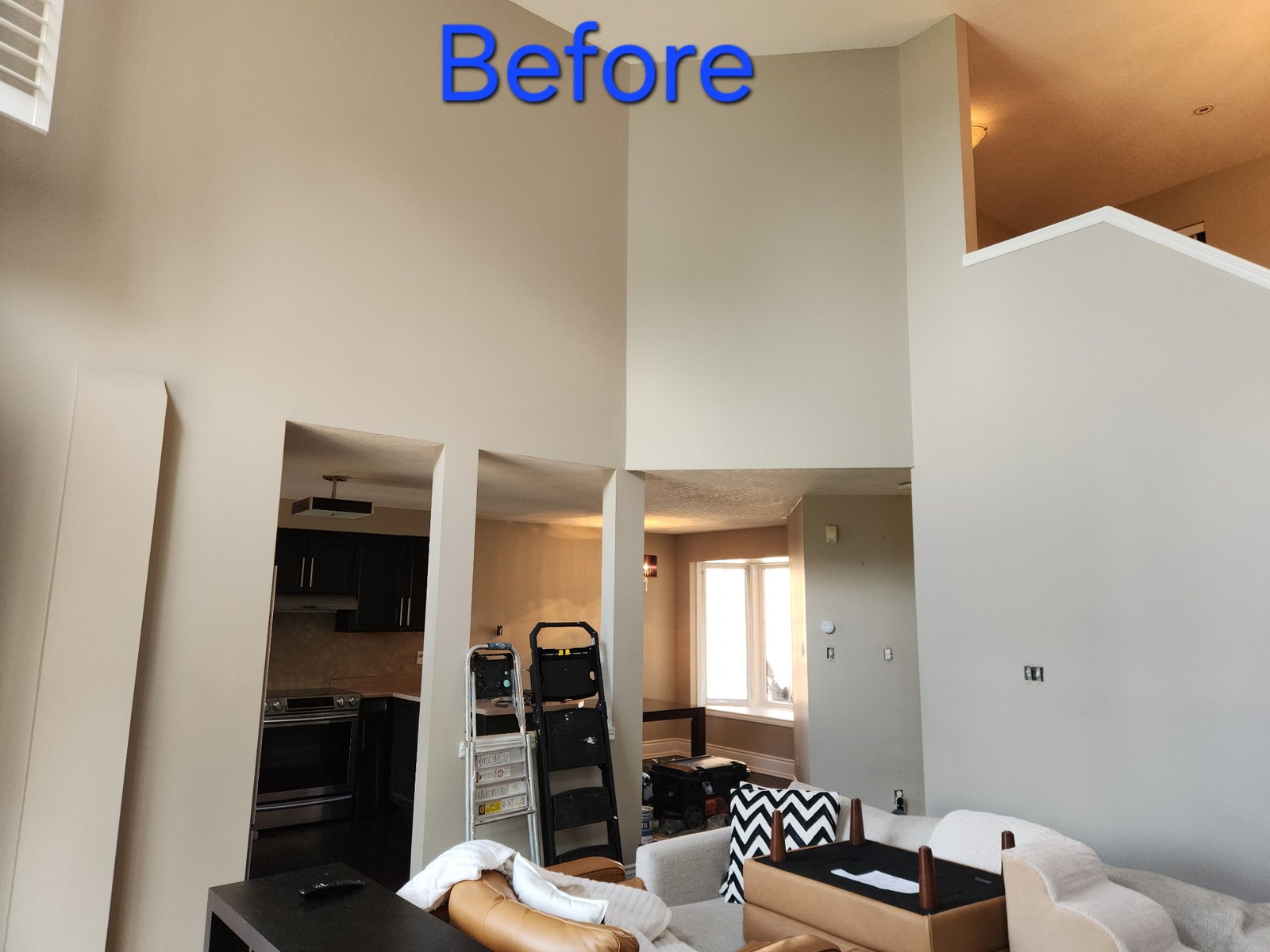 Living area before preparation and repainting